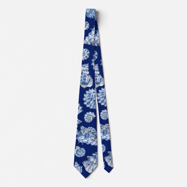 Corbata de conchas marinas azules blancas (Anverso)