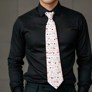 Corbata de corazón con letras de carta de amor par