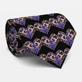 Corbata de corazón de filigrana azul