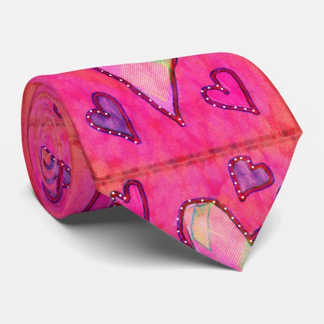 corbata de corazón rosa (Enrollado)