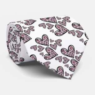 Corbata de corazones con manchas de leopardo