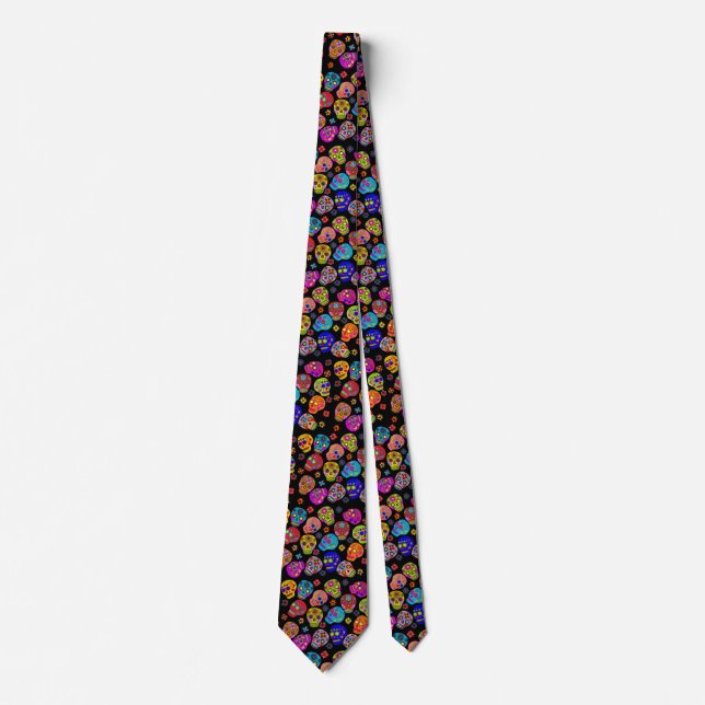 Corbata de cráneo de azúcar multicolor (Anverso)