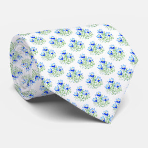 Corbata de crocus azules cuello blanco