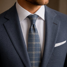 Corbata de Cuadro Escocés Azul Polvoriento