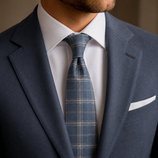 Corbata de Cuadro Escocés Azul Polvoriento (Subido por el creador)