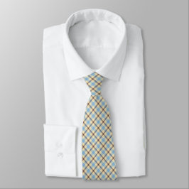 Corbata de cuadros azules, amarillos y marrones pa