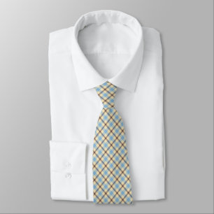 Corbata de cuadros azules, amarillos y marrones pa