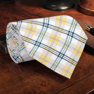 Corbata de Cuadros Azules y Amarillos