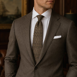Corbata de cuadros escoceses marrón de lujo Glen C