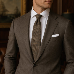 Corbata de cuadros escoceses marrón de lujo Glen C