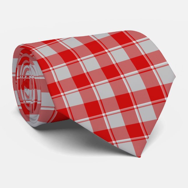 Corbata de Cuadros Roja y Plateada Guardsman (Enrollado)