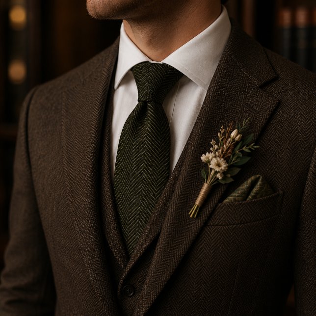 Corbata de cuadros verde oliva de lujo (Subido por el creador)