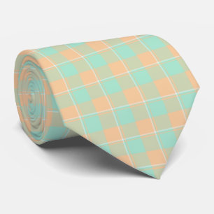 Corbata de Cuadros Verde Padua y Melocotón Corvett