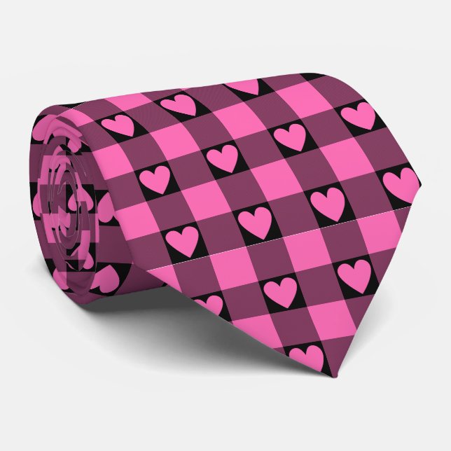 Corbata de cuello a cuadros con corazón de búfalo  (Enrollado)