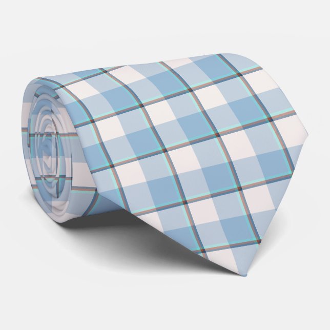 Corbata de Cuello a Cuadros Pink Cloud y Blue Lago (Enrollado)