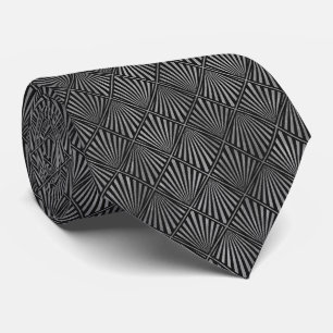 Corbata de cuello Art Déco de lujo en plata y negr