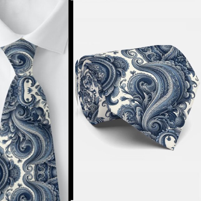 Corbata de cuello azul premium y de estampado de c (Subido por el creador)