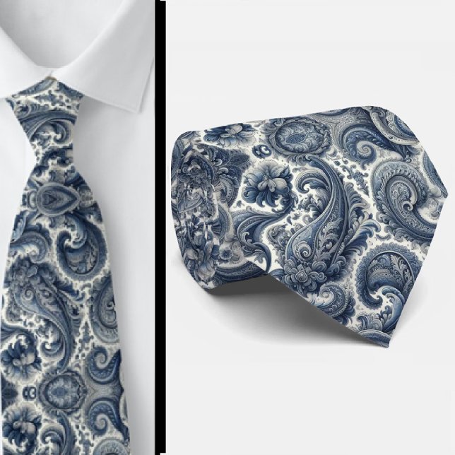 Corbata de cuello azul premium y de estampado de c (Subido por el creador)