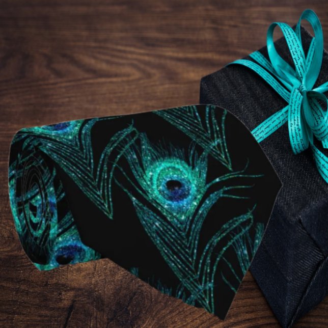 Corbata de cuello azul turquesa plumas de pavo rea (Subido por el creador)