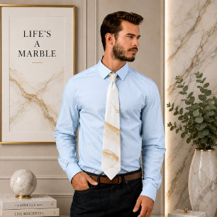Corbata de cuello beige crema mármol remolino flui