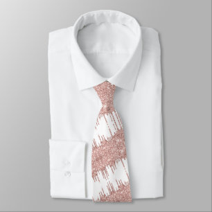 Corbata de cuello blanca con brillo de oro rosa
