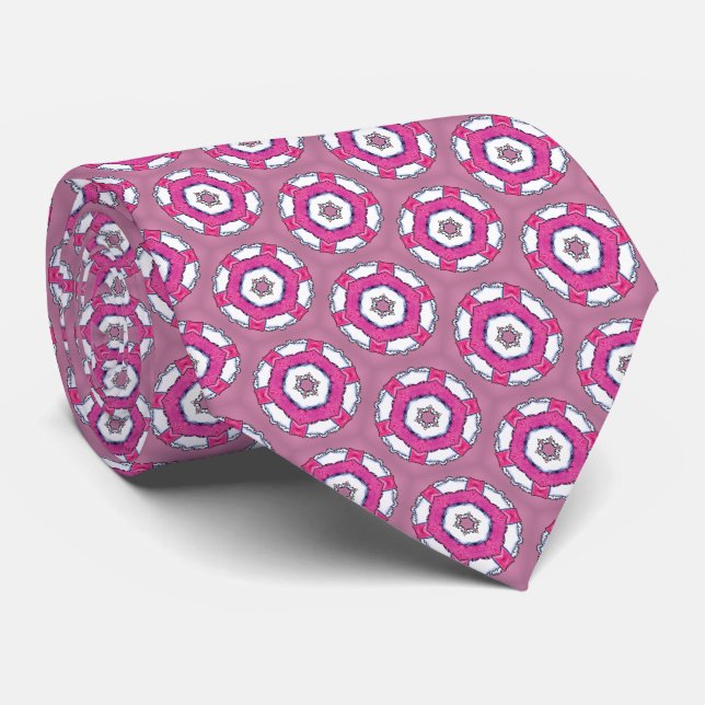 Corbata de cuello circular ilustrada de rosa y bla (Enrollado)