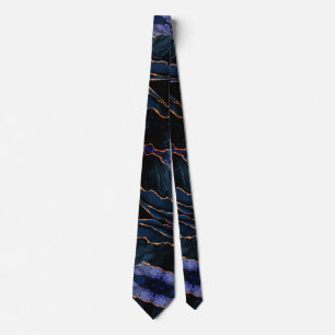 Corbata de cuello con brillo de oro azul marino de
