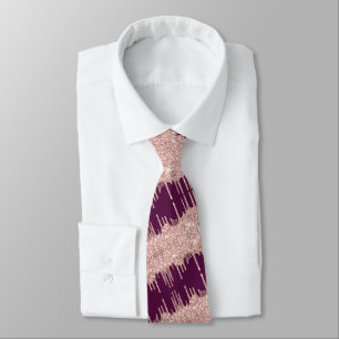 Corbata de cuello con brillo de oro rosa y Burdeos