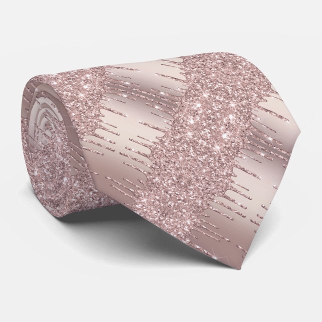 Corbata de cuello con brillo en rosa dorado (Enrollado)