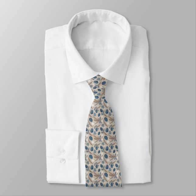 Corbata de Cuello con Copos de Nieve y Piñas (Atado)
