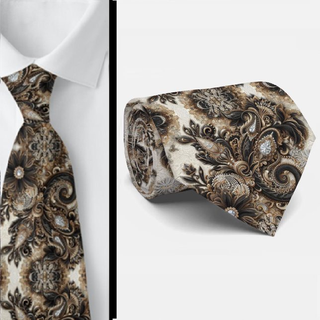 Corbata de cuello con encaje de flores Paisley y d (Subido por el creador)