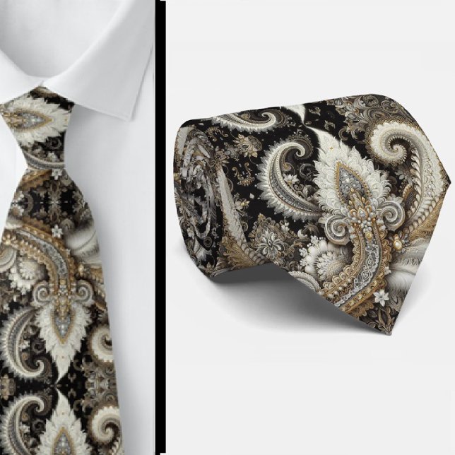 Corbata de cuello con encaje de flores Paisley y d (Subido por el creador)