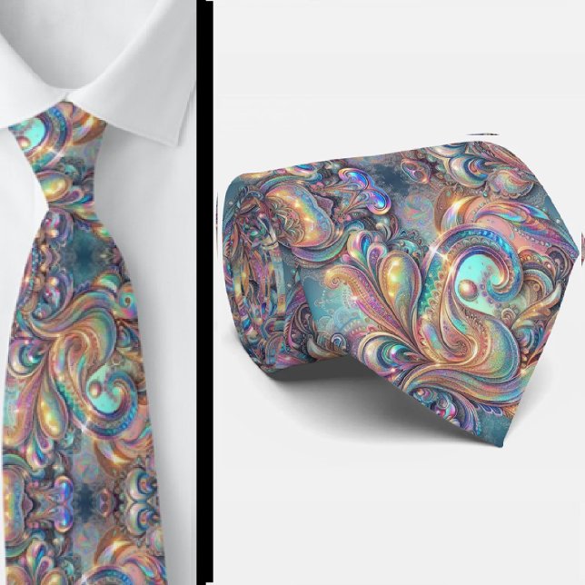 Corbata de cuello con estampado de pañuelo holográ (Subido por el creador)