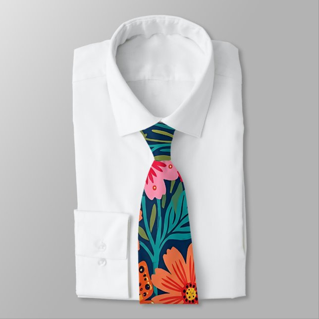 Corbata de cuello con flores cósmicas escandinavas (Atado)
