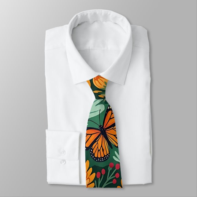 Corbata de cuello con flores de crisantemo y marip (Atado)