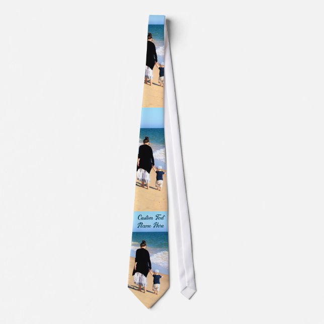 Corbata de cuello con foto personalizada con texto (Anverso)
