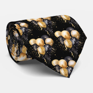 Corbata de Cuello con Globos Negros y Dorados