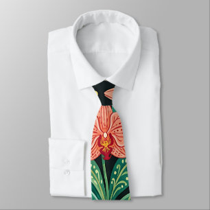 Corbata de cuello con mariposas y orquídeas indias