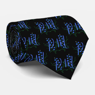 Corbata de cuello con monograma negro Bluebells
