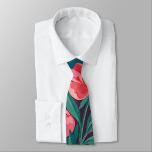 Corbata de cuello con peonías y mariposas en gouac