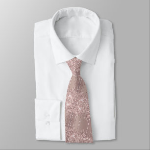 Corbata de cuello con purpurina rosa dorado con de