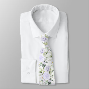 Corbata de cuello con rosas acuarela púrpura crema