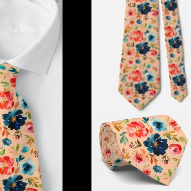 Corbata de cuello con rosas de acuarela rosa meloc (Subido por el creador)