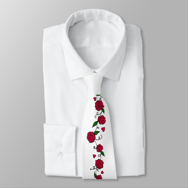 Corbata de cuello con rosas rojas románticas (Atado)