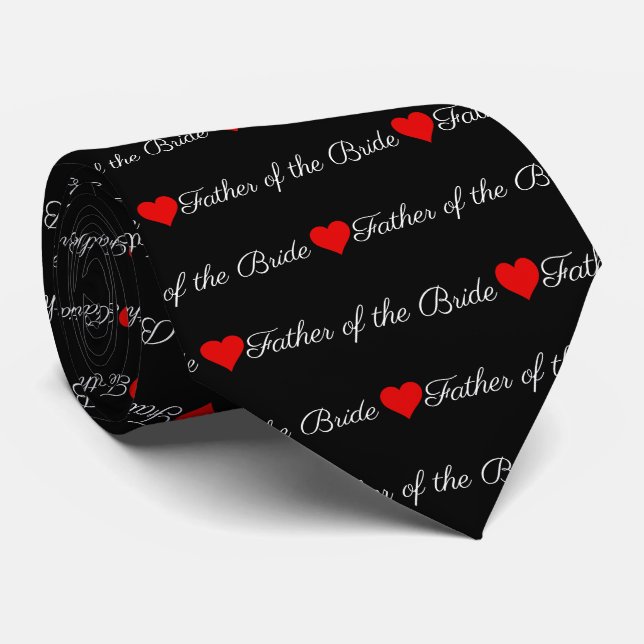 Corbata de Cuello Corazones Rojos Negros Padre de  (Enrollado)