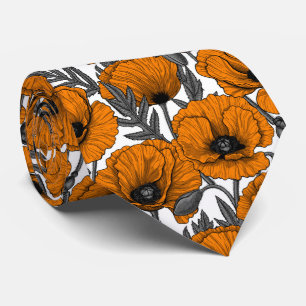 corbata de cuello de amapolas naranja