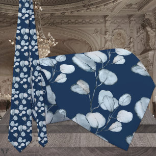 Corbata de cuello de boda azul polvoriento eucalip