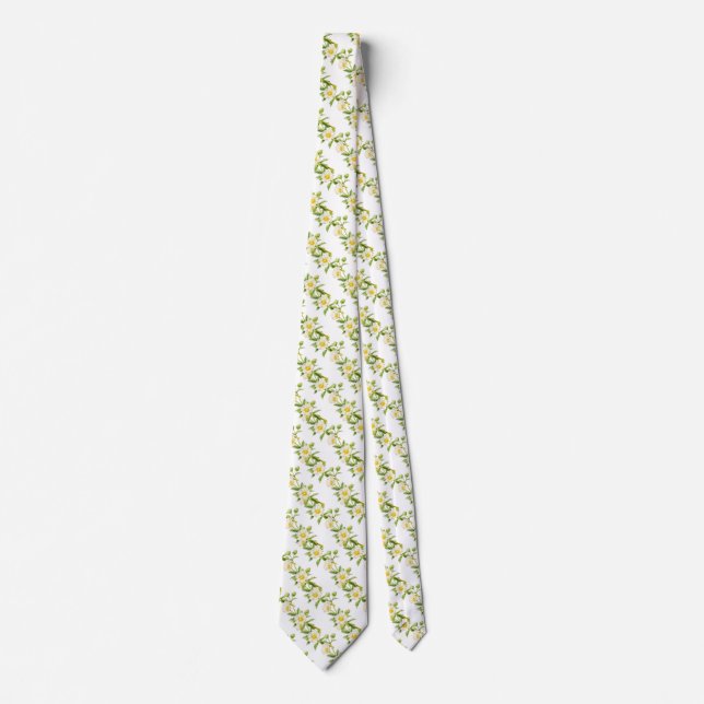 Corbata de cuello de boda floral blanca (Anverso)