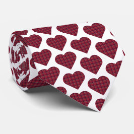 Corbata de Cuello de Cuadro de Corazón Rojo Oscuro