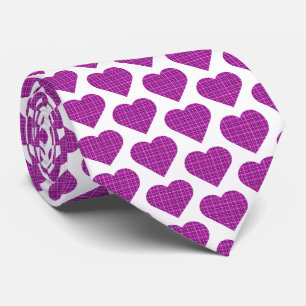 Corbata de Cuello de Cuadro de Corazón Rosa Púrpur